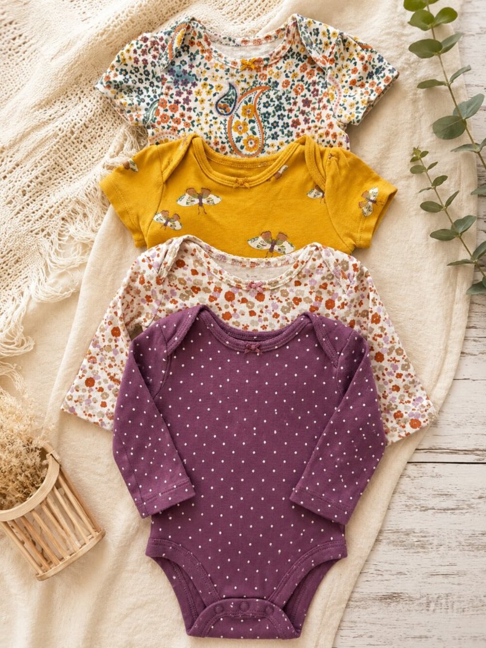 Carter's Baby Girl Bodysuit Set 6 Months Floral Butterfly Cotton 4 Pc Bundle